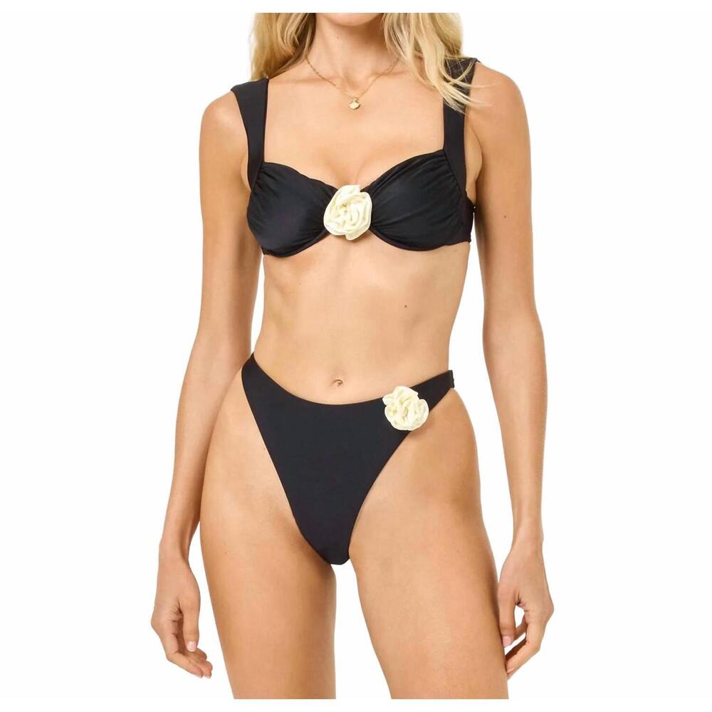 NEW L*SPACE stella bikini top in black/cream